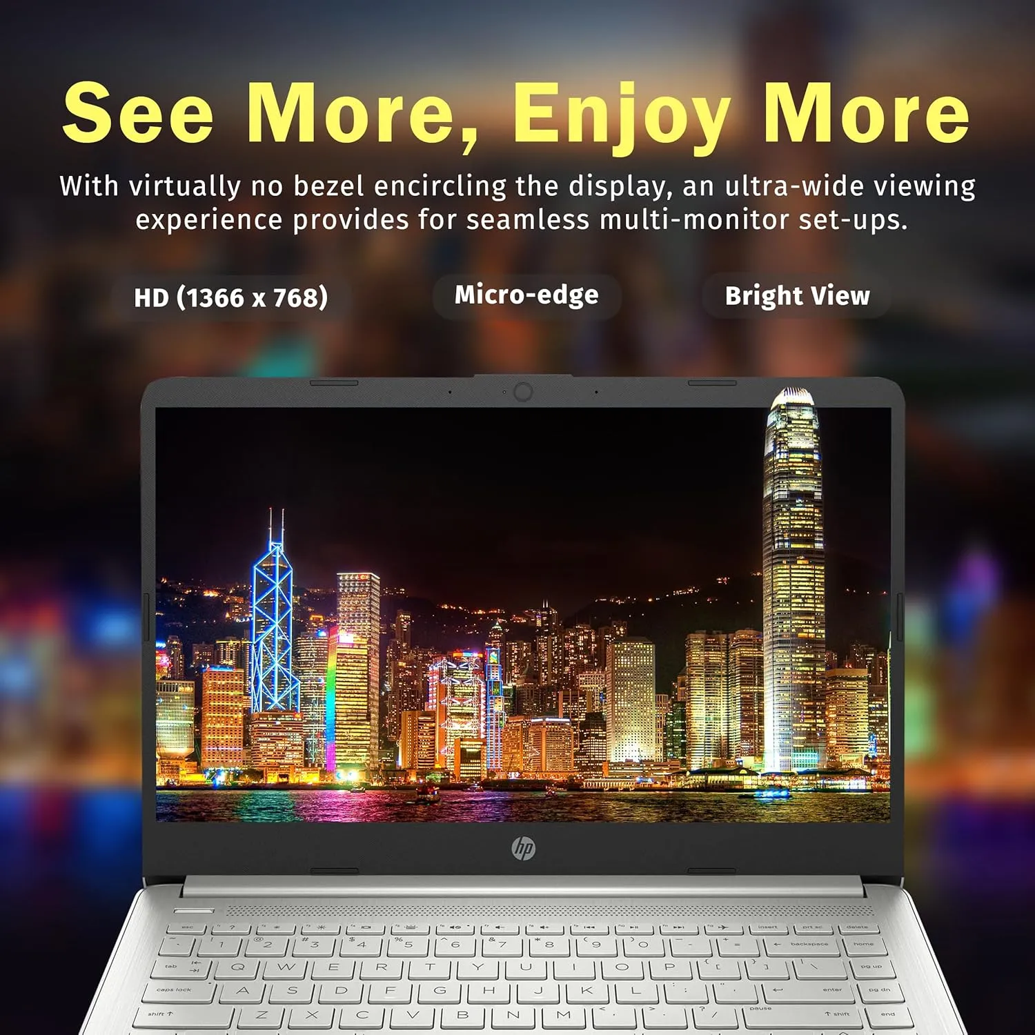 HP Premium Stream 14" HD BrightView Laptop, Intel Celeron N4120, 8GB RAM, 64GB eMMC, Intel UHD Graphics, HD Webcam, 1 Year Office 365, WiFi 5, Bluetooth, Win 11s, Silver, 32GB Hotface USB Card