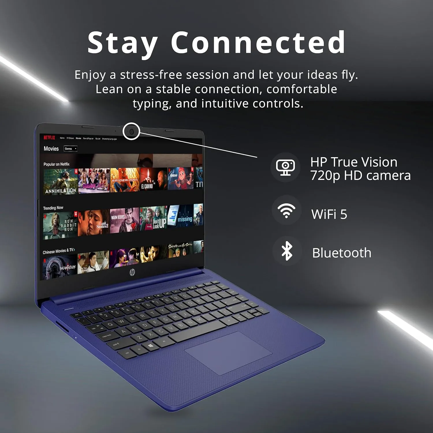 HP Premium Stream 14" HD BrightView Laptop, Intel Celeron N4120, 8GB RAM, 64GB eMMC Storage, UHD Graphics, HD Webcam, 1 Year Office 365, Bluetooth, WiFi, HDMI, Win 11s, Blue, 32GB Hotface USB Card