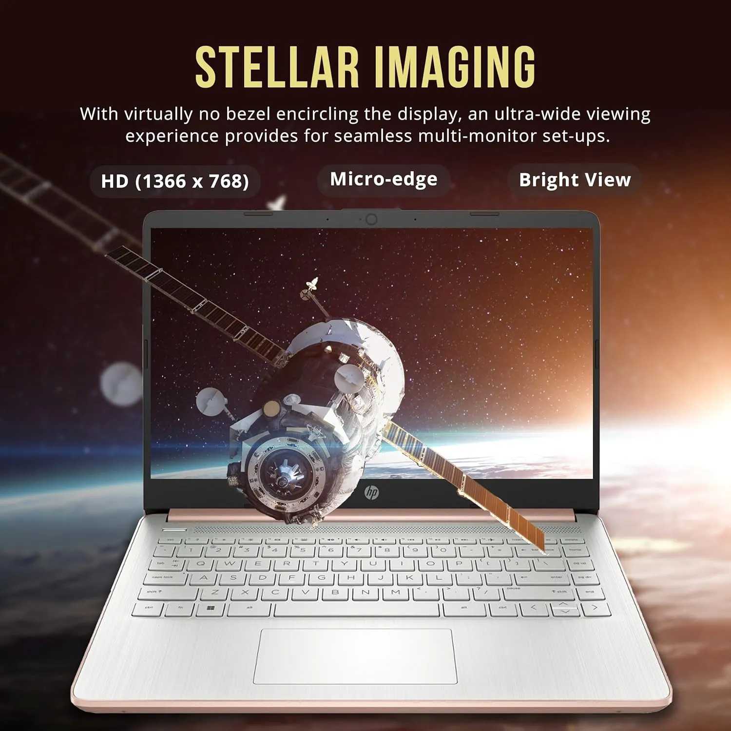 HP Stream 14" HD BrightView Laptop, Intel Celeron N4120, 16GB RAM, 288GB Storage (128GB eMMC   160GB Docking Station Set), Intel UHD Graphics, 720p Webcam, Wi-Fi, 1 Year Office 365, Win 11 S, Gold