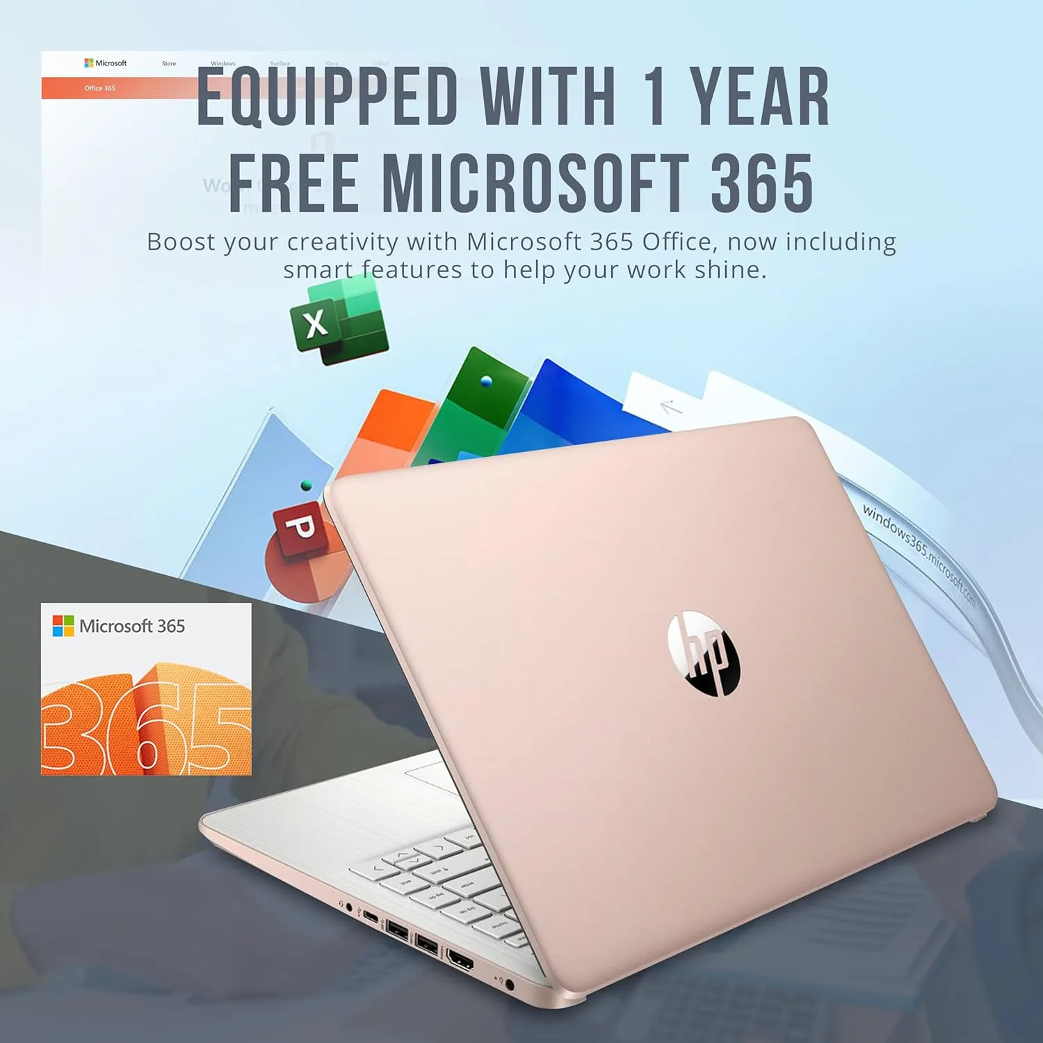 HP Stream 14" HD BrightView Laptop, Intel Celeron N4120, 16GB RAM, 288GB Storage (128GB eMMC   160GB Docking Station Set), Intel UHD Graphics, 720p Webcam, Wi-Fi, 1 Year Office 365, Win 11 S, Gold