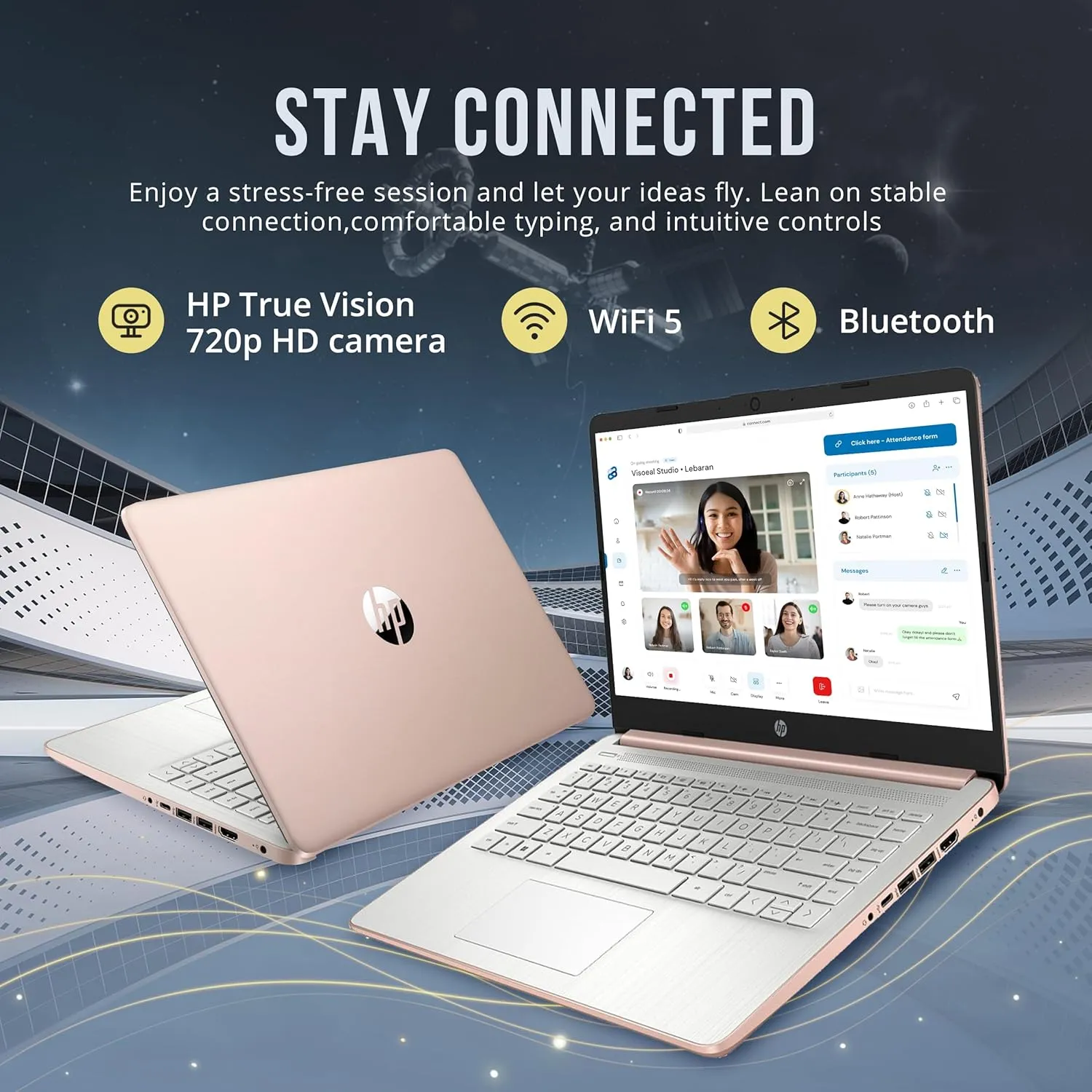HP Stream 14" HD BrightView Laptop, Intel Celeron N4120, 16GB RAM, 288GB Storage (128GB eMMC   160GB Docking Station Set), Intel UHD Graphics, 720p Webcam, Wi-Fi, 1 Year Office 365, Win 11 S, Gold