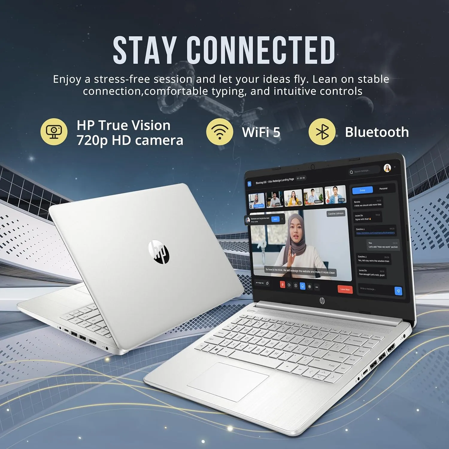 HP Stream 14" HD BrightView Laptop, Intel Celeron N4120, 8GB RAM, 128GB eMMc, Intel UHD Graphics, 720p HD Webcam, WiFi 5, Bluetooth, Windows 11, Silver (Renewed)