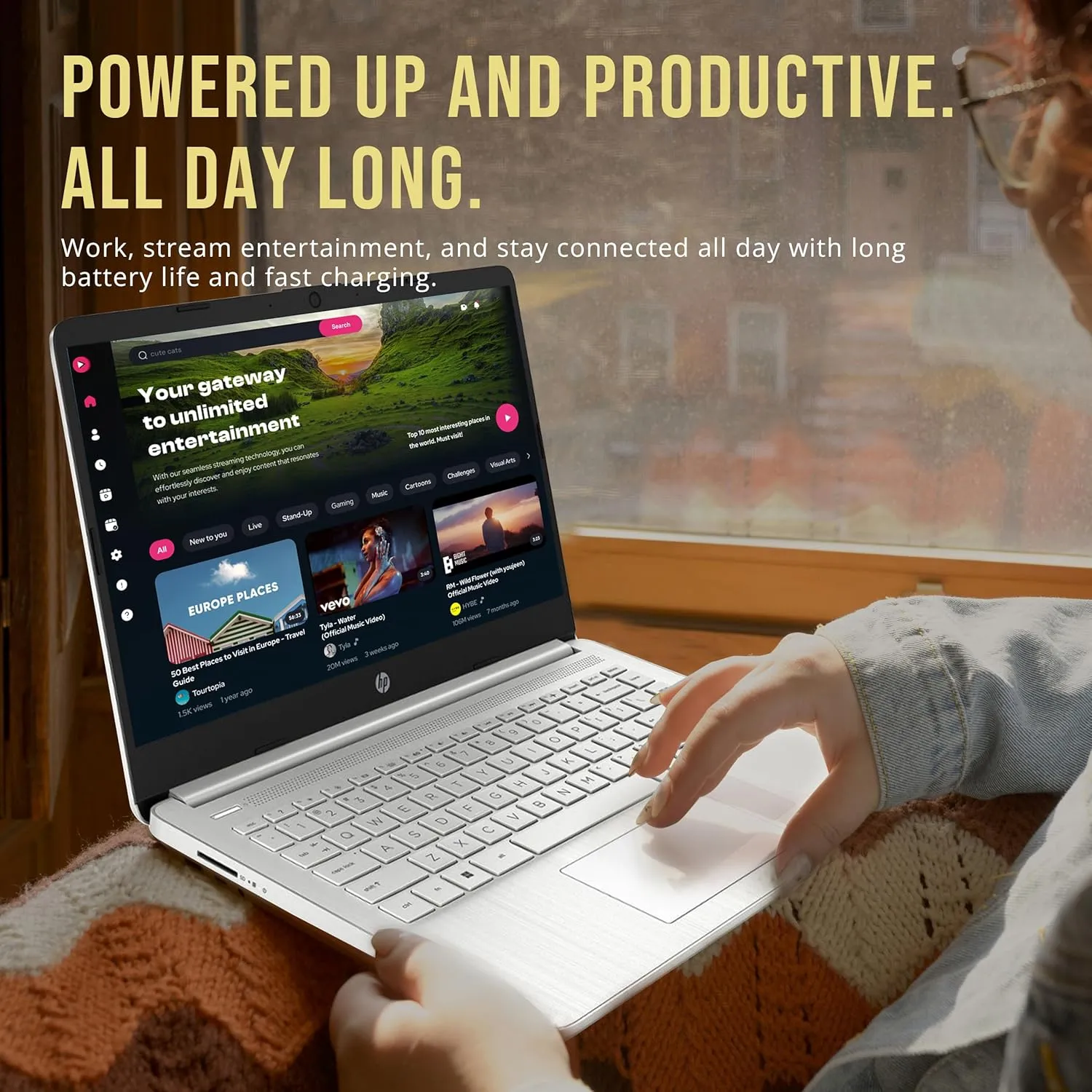 HP Stream 14" HD BrightView Laptop, Intel Celeron N4120, 8GB RAM, 128GB eMMc, Intel UHD Graphics, 720p HD Webcam, WiFi 5, Bluetooth, Windows 11, Silver (Renewed)