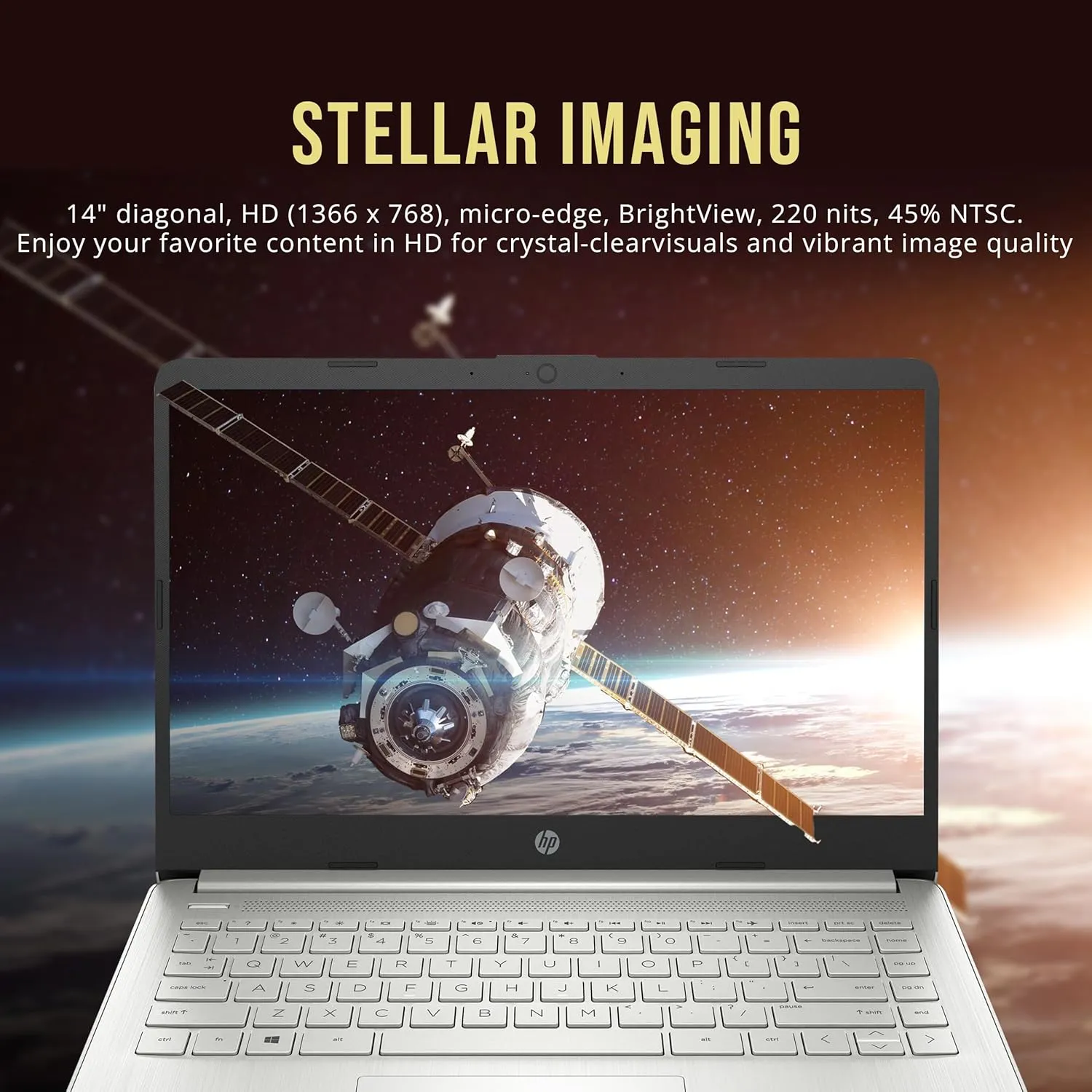HP Stream 14" HD BrightView Laptop, Intel Celeron N4120, 8GB RAM, 128GB eMMc, Intel UHD Graphics, 720p HD Webcam, WiFi 5, Bluetooth, Windows 11, Silver (Renewed)