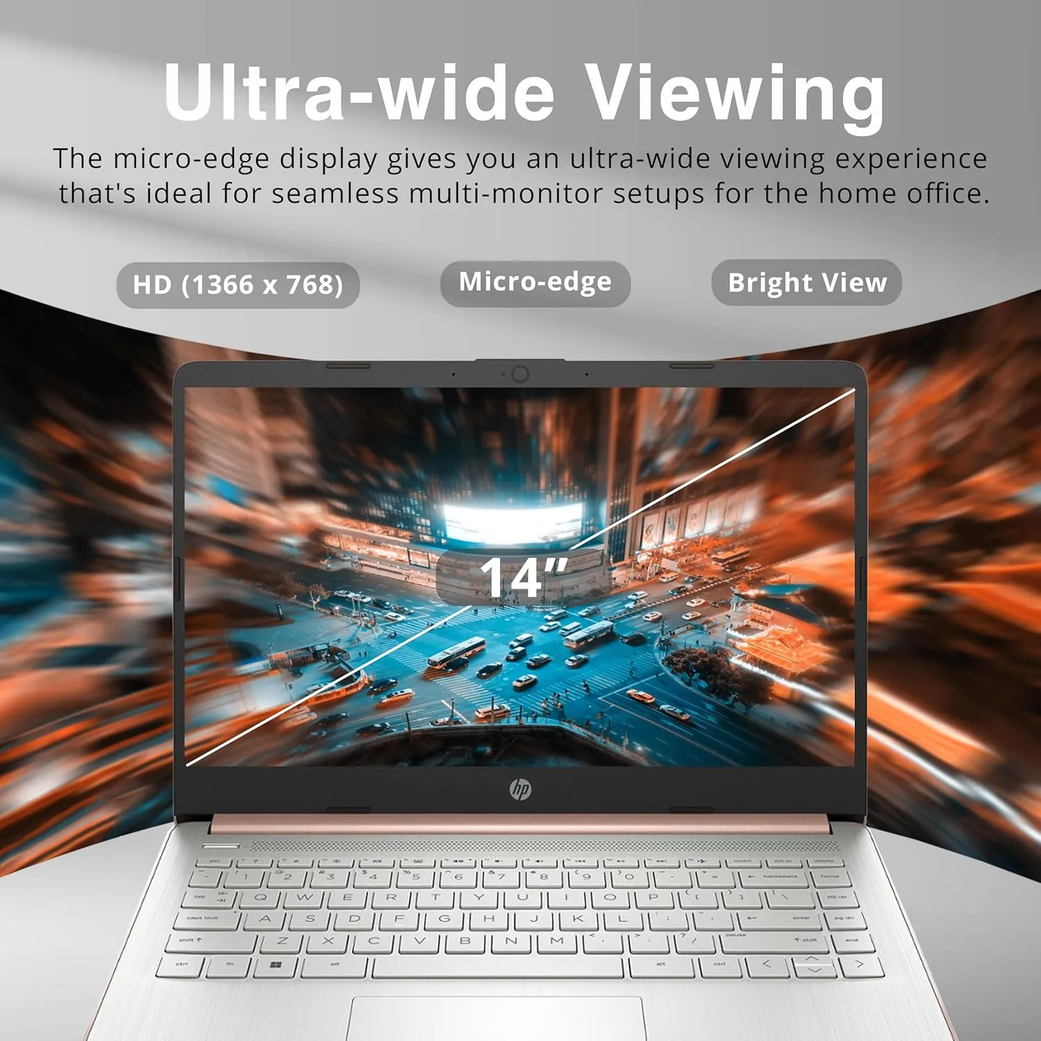 HP Stream 14" HD BrightView Laptop, Intel Celeron N4120 Processor, 8GB RAM, 64GB SSD, Intel UHD Graphics, 720p Webcam, WiFi, HDMI, Win 11 S, Gold (Renewed)