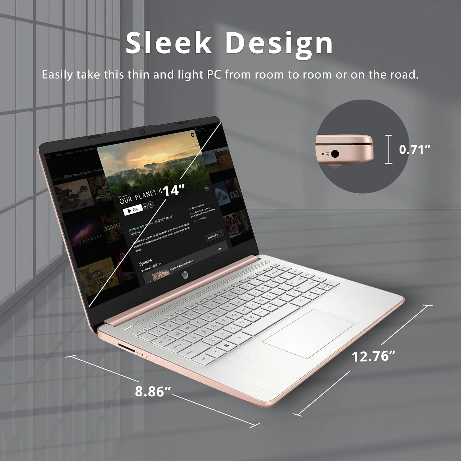 HP Stream 14" HD BrightView Laptop, Intel Celeron N4120 Processor, 8GB RAM, 64GB SSD, Intel UHD Graphics, 720p Webcam, WiFi, HDMI, Win 11 S, Gold (Renewed)