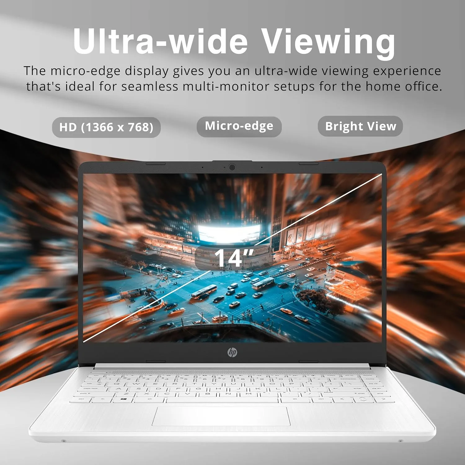 HP Stream 14" HD BrightView Laptop, Intel Celeron N4120 Processor, 8GB RAM, 64GB SSD, Intel UHD Graphics, 720p Webcam, WiFi, HDMI, Win 11 S, White (Renewed)