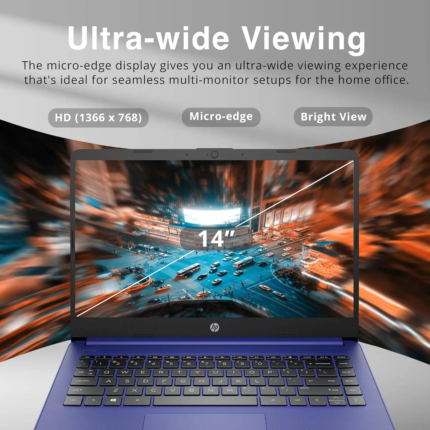 HP Stream 14" HD Lightweight Laptop, Intel Celeron N4120, 16GB RAM, 224GB Storage(64GB eMMC   160GB Docking Station), Intel UHD Graphics, HD Webcam, 1 Year Office 365, WiFi, Bluetooth, Win 11s, Blue