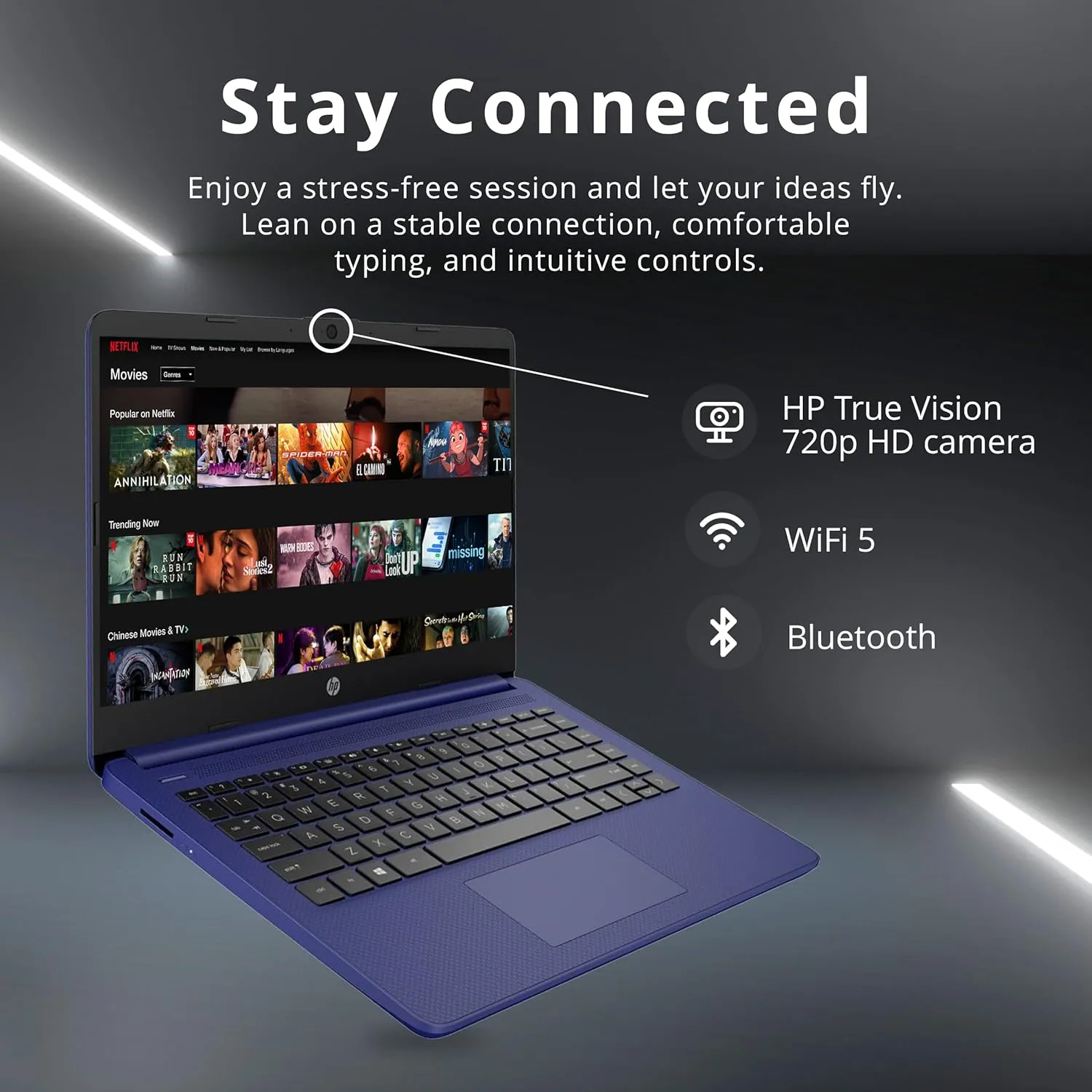 HP Stream 14" HD Lightweight Laptop, Intel Celeron N4120, 16GB RAM, 224GB Storage(64GB eMMC   160GB Docking Station), Intel UHD Graphics, HD Webcam, 1 Year Office 365, WiFi, Bluetooth, Win 11s, Blue
