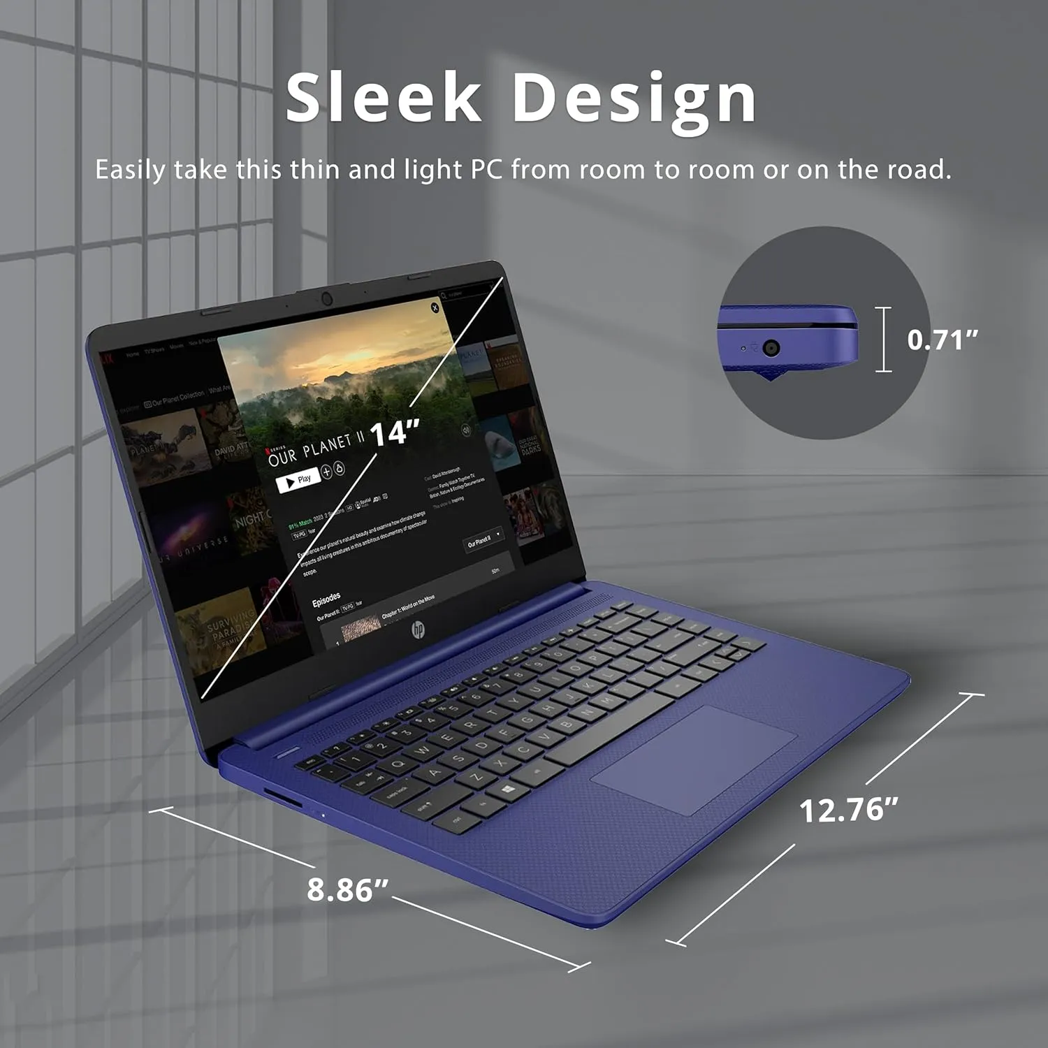 HP Stream 14" HD Lightweight Laptop, Intel Celeron N4120, 16GB RAM, 224GB Storage(64GB eMMC   160GB Docking Station), Intel UHD Graphics, HD Webcam, 1 Year Office 365, WiFi, Bluetooth, Win 11s, Blue