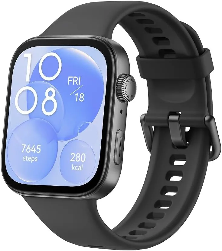 Huawei Watch FIT 3，1.82" AMOLED Display ，Ultra-Slim Design，All-Round Fitness Management，Comprehensive Health Managment，Durable Battery Life，Compatible with iOS & Android (Black)