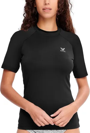 HUGE SPORTS Women's UPF 50  UV Protection Sun Shirts Short Sleeve Quick Dry Rash Guard Swim Gym Workout Tops