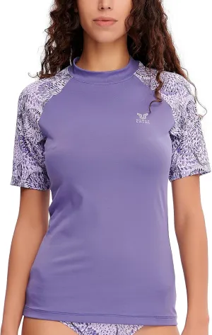 HUGE SPORTS Women's UPF 50  UV Protection Sun Shirts Short Sleeve Quick Dry Rash Guard Swim Gym Workout Tops