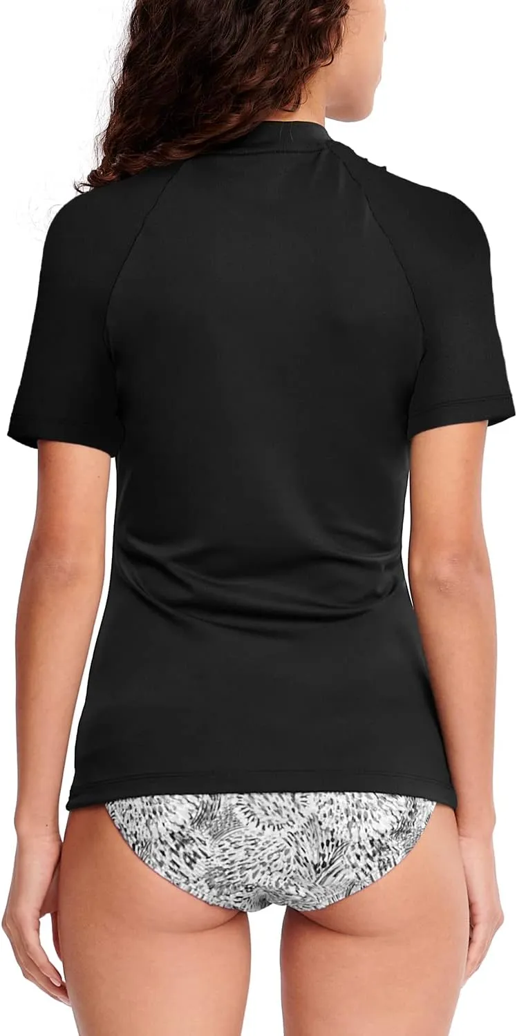 HUGE SPORTS Women's UPF 50  UV Protection Sun Shirts Short Sleeve Quick Dry Rash Guard Swim Gym Workout Tops