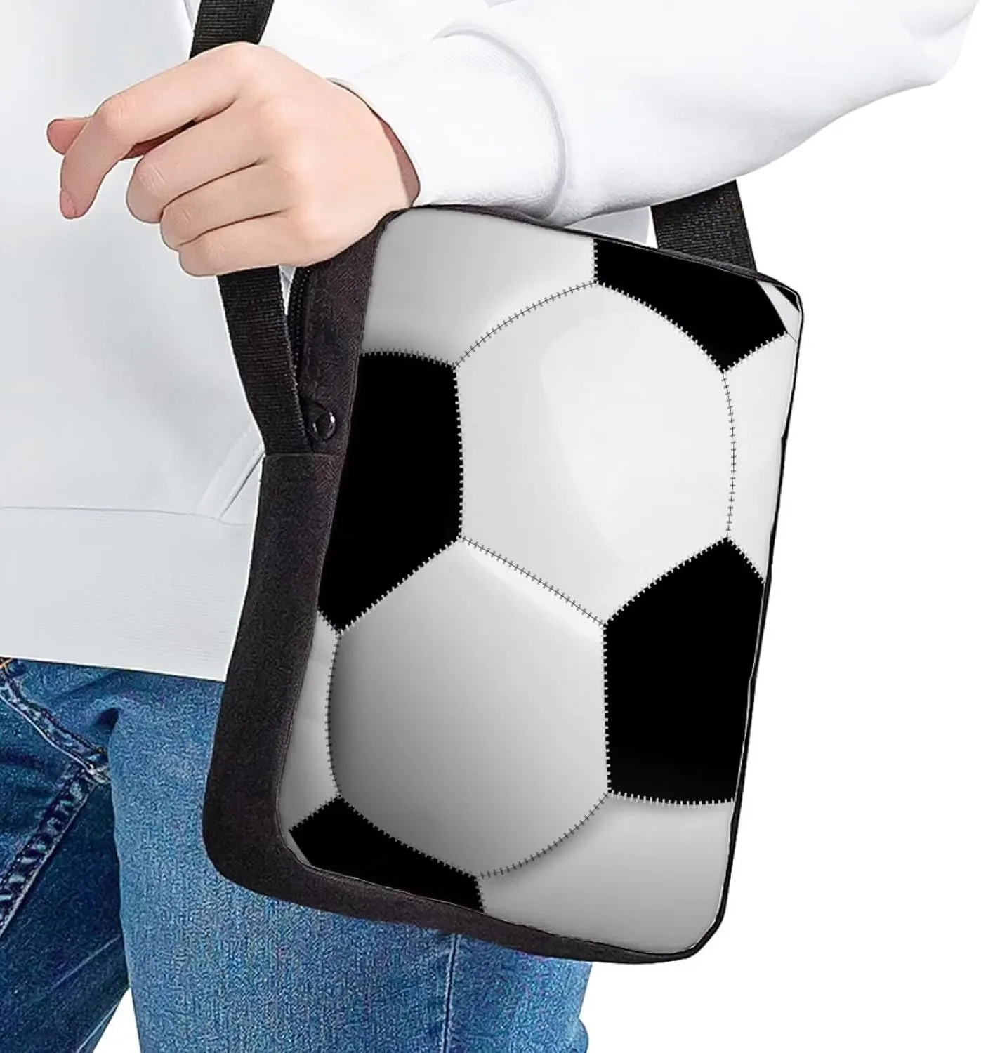 HUGS IDEA 3D Soccer Ball Messenger Bag Small Cross Body Pouch for Men Boys Travel Cellphone Purse Holder Satchel Tote Handbags