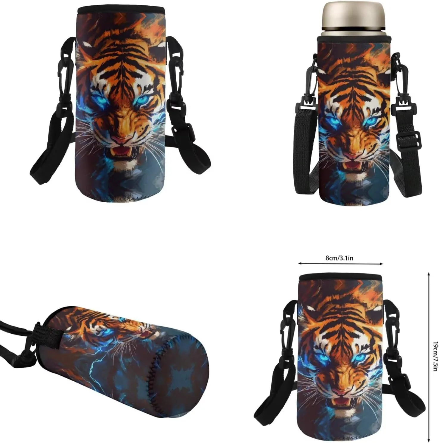 HUGS IDEA 3D Tiger Backpack for Kids Cool Animal School Bookbag for Boys 6-8 Lightweight School Bag for Boys Bookbags with Lunch Box Portable Lunch Bag and Pencil Box Set 4 in 1