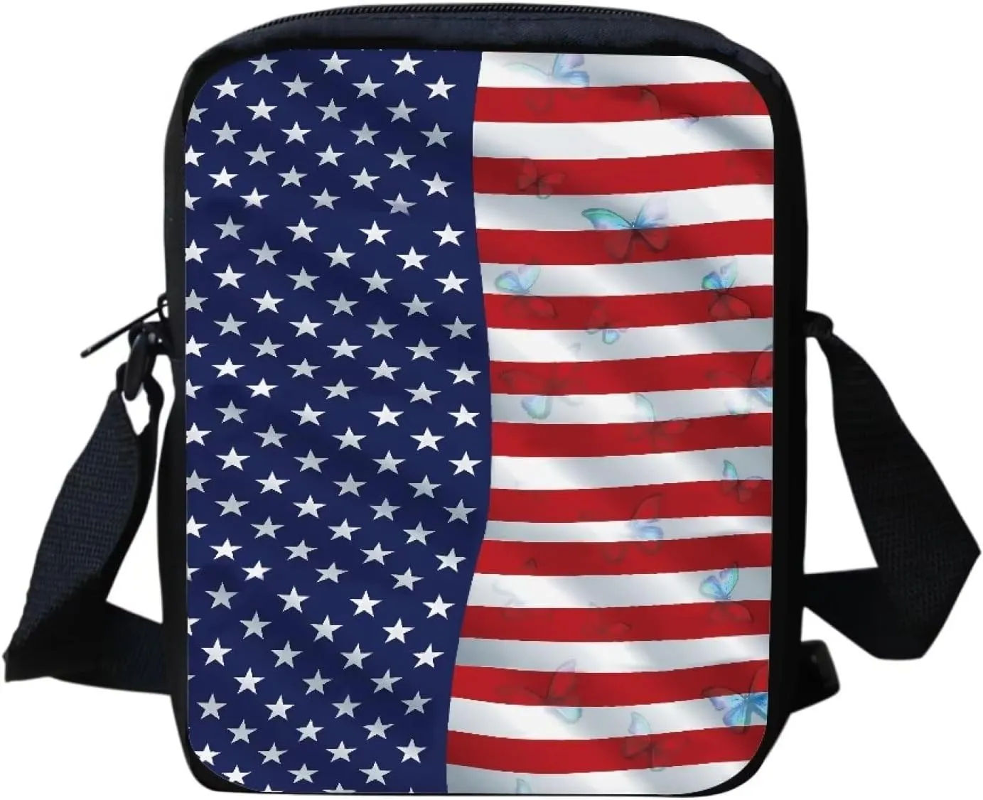 HUGS IDEA American Flag Print Small Shoulder Messenger Bag Single Cross Body Bags Cellphone Pouch Wallet Purse
