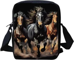 HUGS IDEA Black Horse Mini Messenger Bag Small Crossbody Bag for Women Girls Gifts Cell Phone Key Organizer Pack Pouch