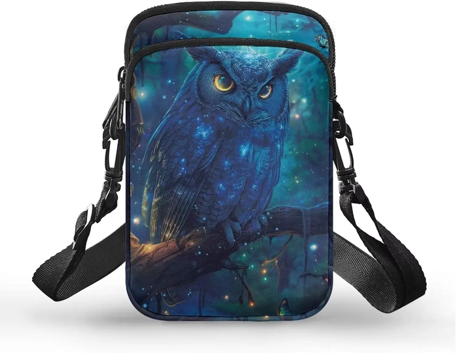 HUGS IDEA Blue Owl Women's Shoulder Handbag Small Messenger Crossbody Bag Cellphoe Purse Coin Wallet