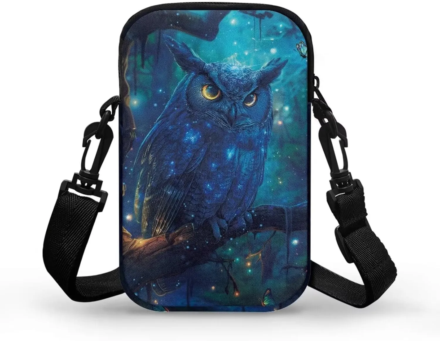 HUGS IDEA Blue Owl Women's Shoulder Handbag Small Messenger Crossbody Bag Cellphoe Purse Coin Wallet