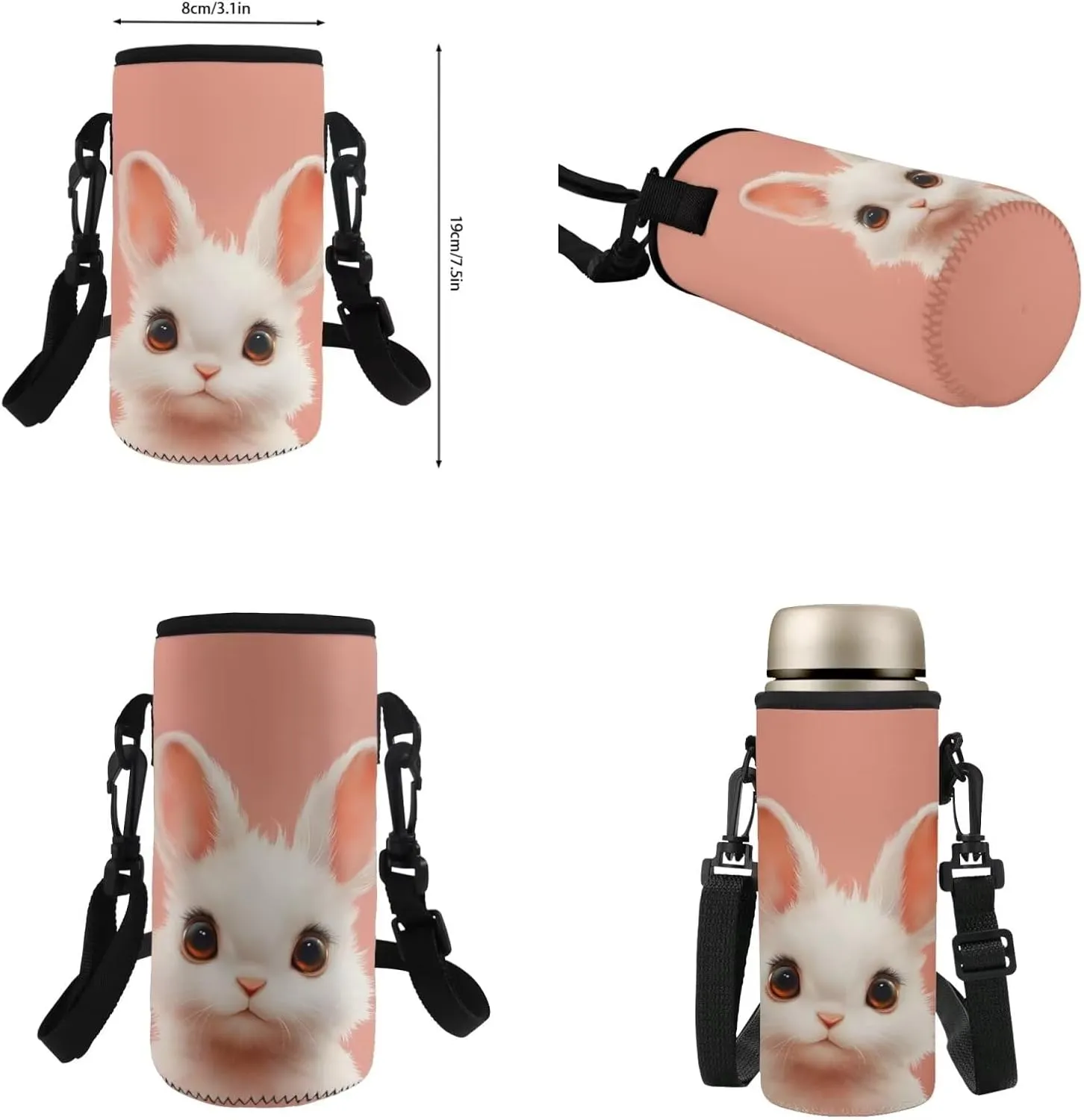 HUGS IDEA Bunny Backpack for Girls Cute Girls Backpack with Lunch Box for Elementary School Lightweight 4 in 1 School Bag Set 17 Inch School Backpack for Girls Back to School Gifts