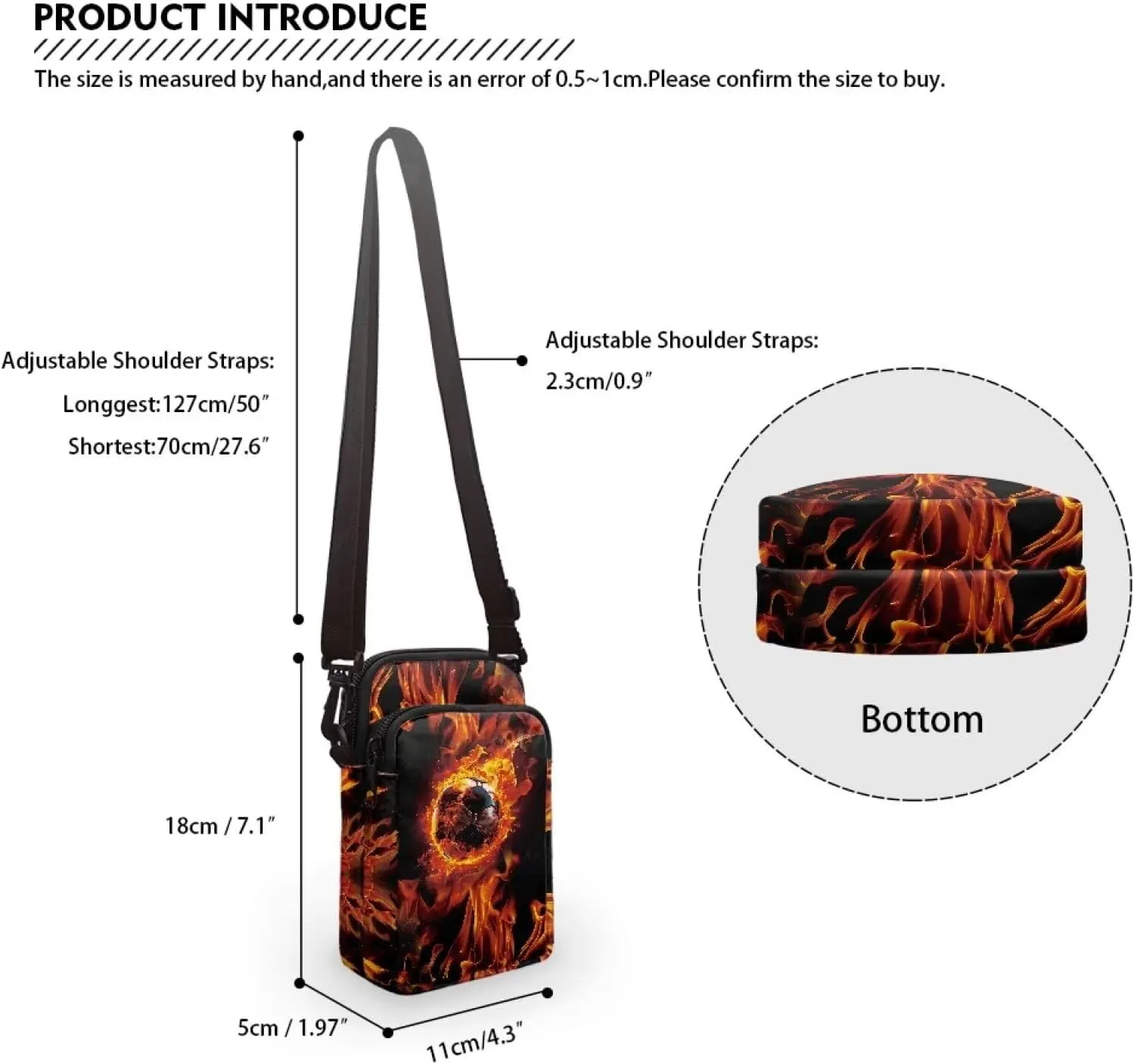 HUGS IDEA Fire Soccer Ball Boys Messenger Bag Fashion Men Cross Body Bags Travel Handbags Cell Phone Pouch