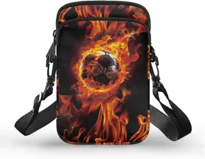 HUGS IDEA Fire Soccer Ball Boys Messenger Bag Fashion Men Cross Body Bags Travel Handbags Cell Phone Pouch