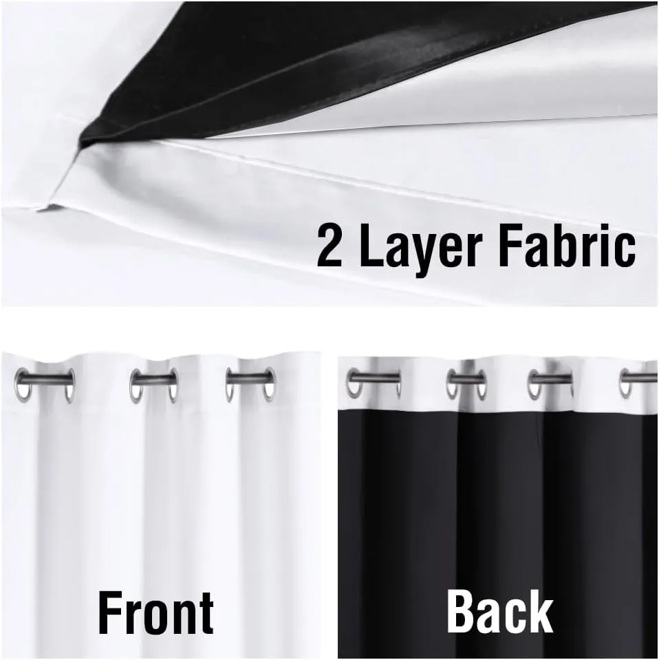 H.VERSAILTEX 100% Blackout Curtains 84 inches Long Light Blocking Drapes Thermal Insulated Curtains for Living Room Noise Reducing Drapes for Bedroom, 2 Panels, White Front with Greyish White Liner