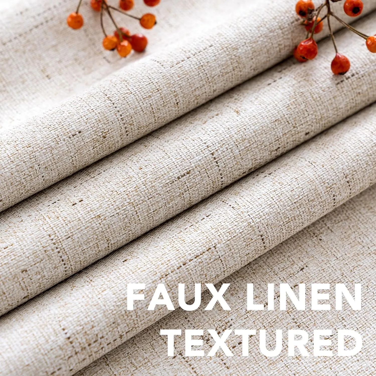 H.VERSAILTEX Linen Blackout Curtains 96 Inches Long, 100% Absolutely Blackout Elegant Curtains for Bedroom, Thermal Insulated Linen Drapes Grommet Curtains with White Liner, 2 Panels, Natural