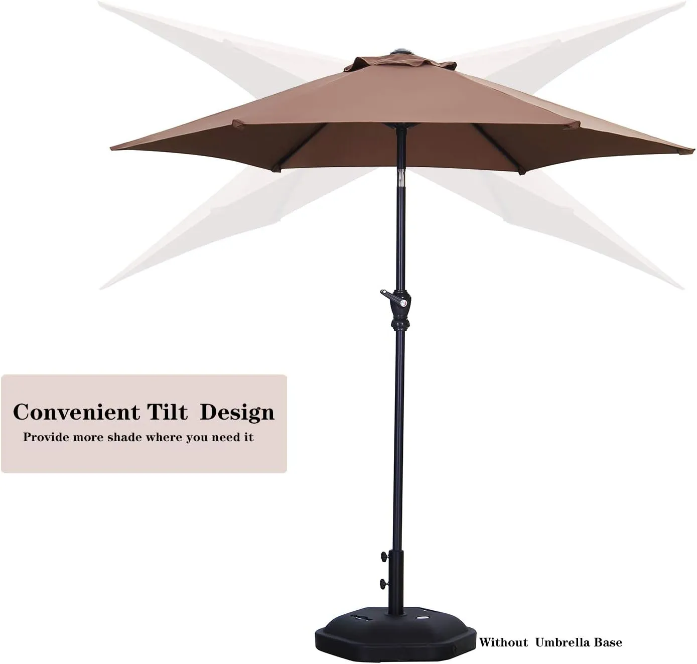 HYD-Parts 7.5FT Patio Umbrella Outdoor Table Umbrella,Market Umbrella with Push Button Tilt and Crank for Garden, Lawn, Deck, Backyard & Pool (Coffee)