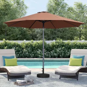 HYD-Parts 9FT Patio Umbrella Outdoor Table Umbrella,Market Umbrella with Push Button Tilt and Crank for Garden, Lawn, Deck, Backyard & Pool, No Base (Coffee)