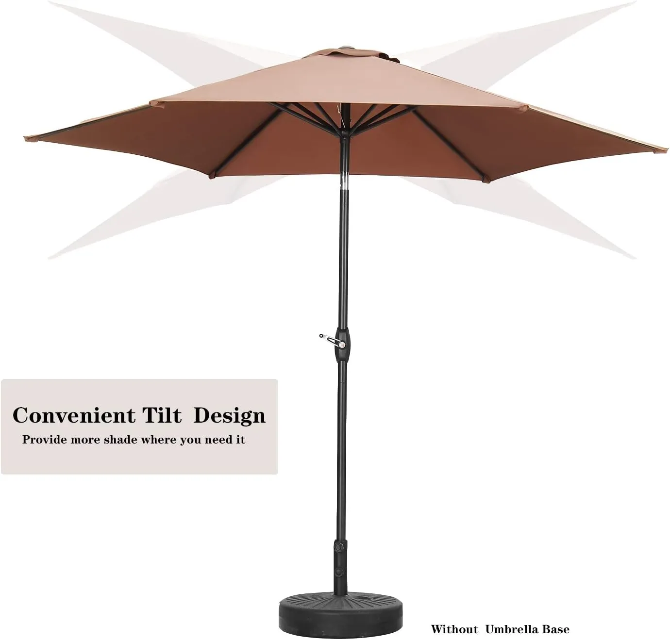 HYD-Parts 9FT Patio Umbrella Outdoor Table Umbrella,Market Umbrella with Push Button Tilt and Crank for Garden, Lawn, Deck, Backyard & Pool, No Base (Coffee)