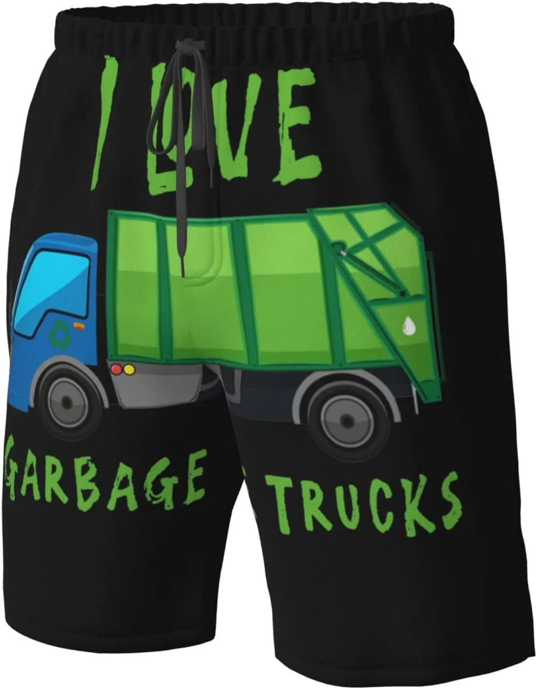 I Love Trash Garbage Trucks Mens Swim Trunks Quick Dry Summer Beach Shorts