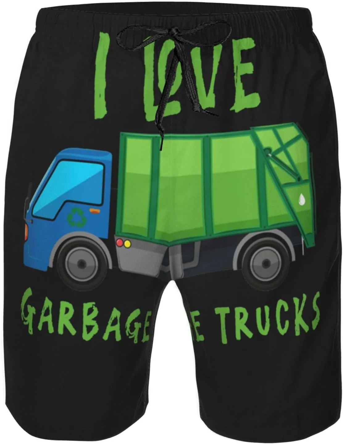 I Love Trash Garbage Trucks Mens Swim Trunks Quick Dry Summer Beach Shorts