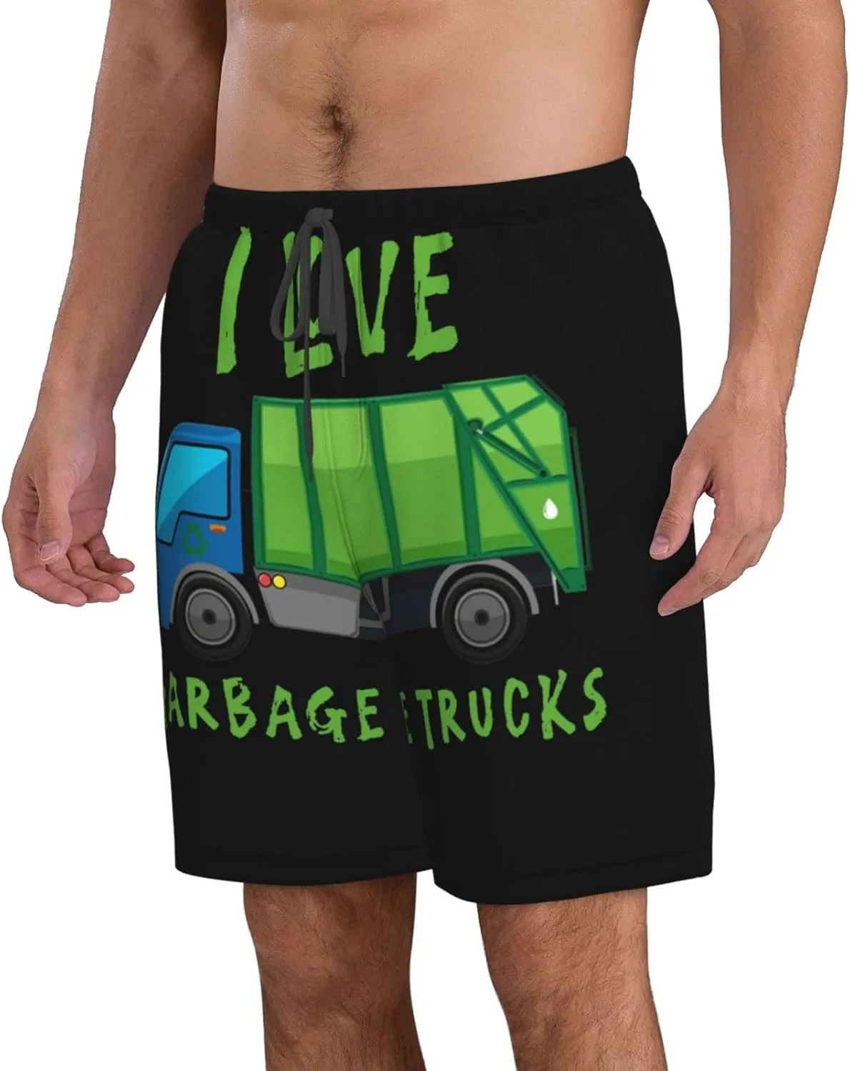 I Love Trash Garbage Trucks Swim Trunks Quick Dry Summer Beach Shorts
