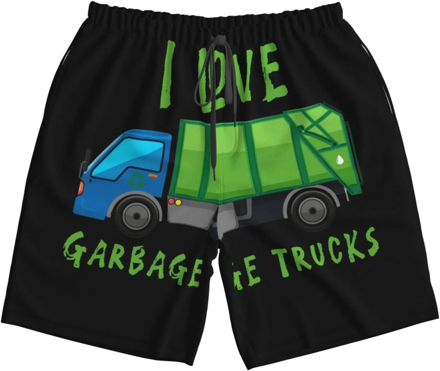 I Love Trash Garbage Trucks Swim Trunks Quick Dry Summer Beach Shorts