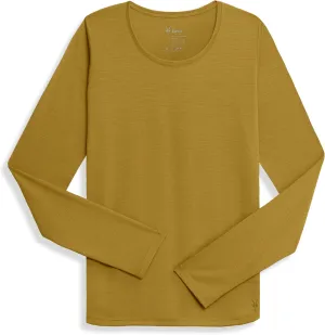 IBEX Merino Wool Women's Long Sleeve T-Shirt | Lightweight & Breathable Solid Low Crew Neck Tee | Perfect for Layering, Gym or Everyday Wear | Small Dried Tobacco