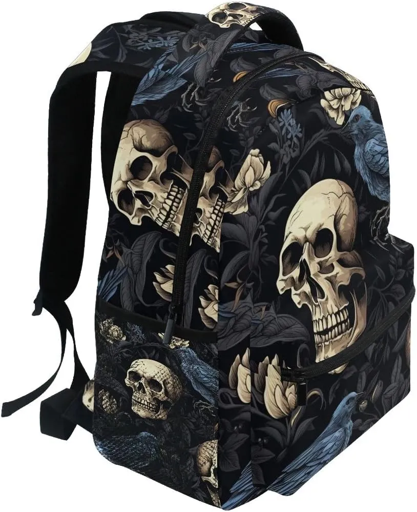 Ice Fire Backpack Skull Rose Bookbag Hippo Schoolbag for Boys Girls Elementary School Kindergarten Casual Travel Bag Daypack