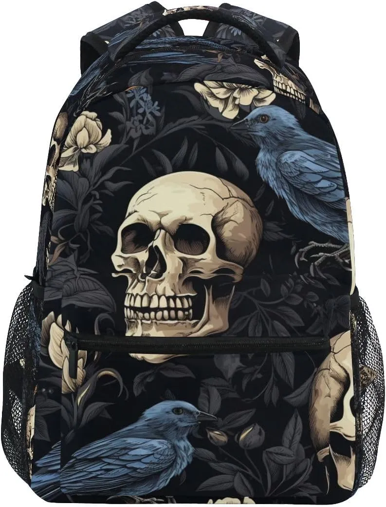 Ice Fire Backpack Skull Rose Bookbag Hippo Schoolbag for Boys Girls Elementary School Kindergarten Casual Travel Bag Daypack