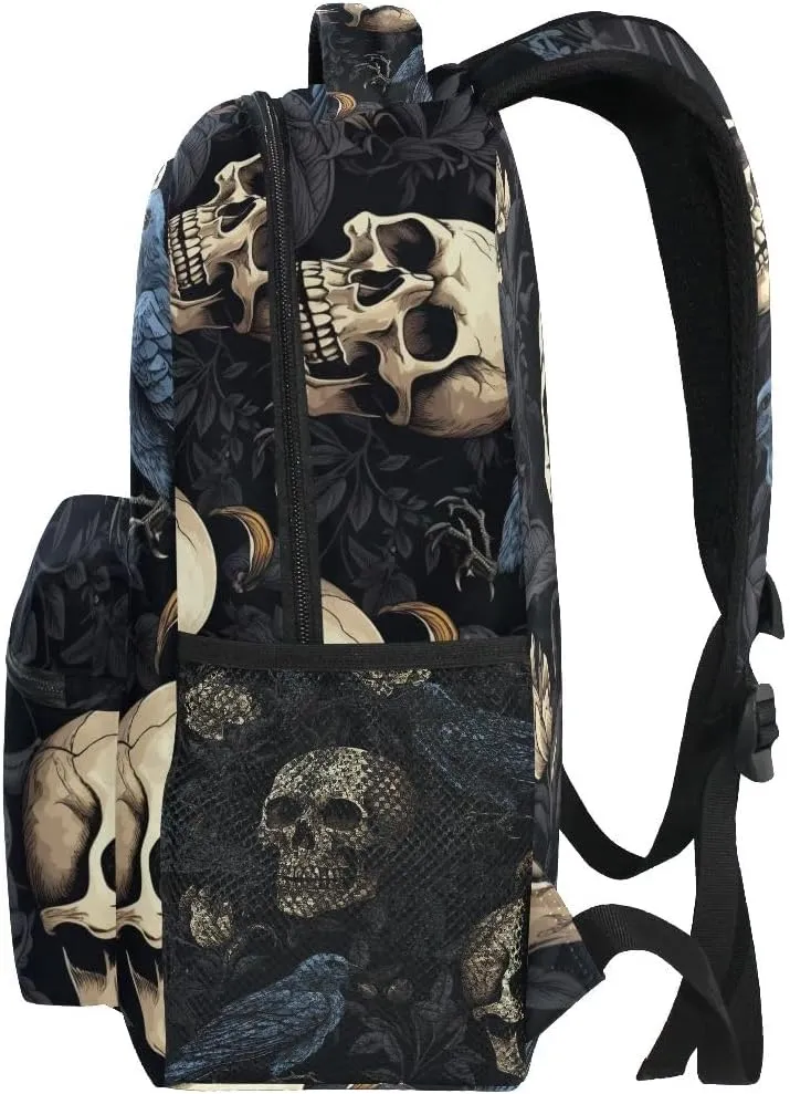 Ice Fire Backpack Skull Rose Bookbag Hippo Schoolbag for Boys Girls Elementary School Kindergarten Casual Travel Bag Daypack
