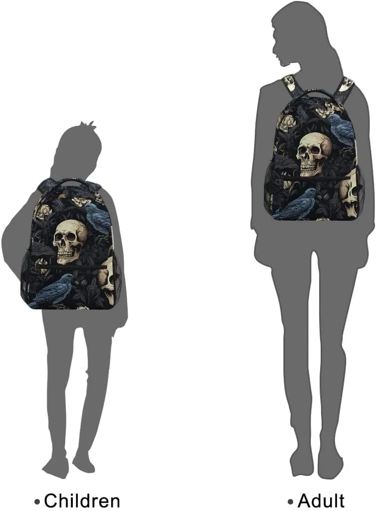 Ice Fire Backpack Skull Rose Bookbag Hippo Schoolbag for Boys Girls Elementary School Kindergarten Casual Travel Bag Daypack