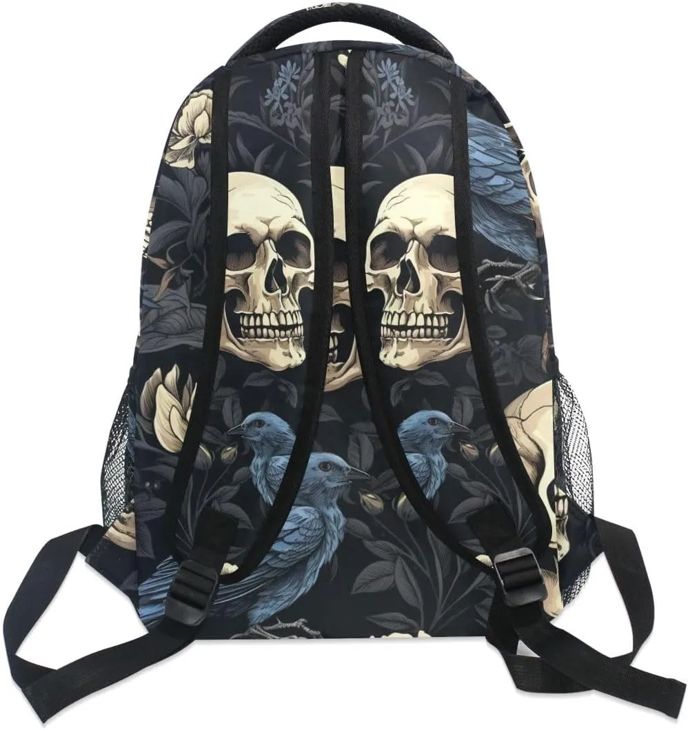 Ice Fire Backpack Skull Rose Bookbag Hippo Schoolbag for Boys Girls Elementary School Kindergarten Casual Travel Bag Daypack