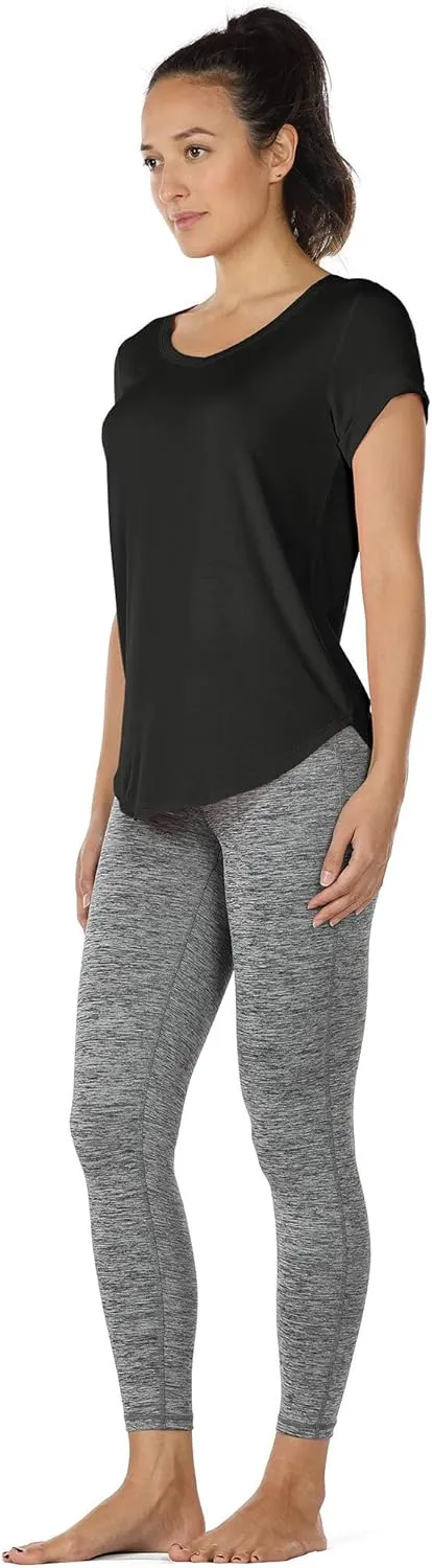icyzone Open Back Yoga Shirts for Women - Exercise Workout Tops, Athletic Short Sleeves, Running T-Shirts Loose Fit