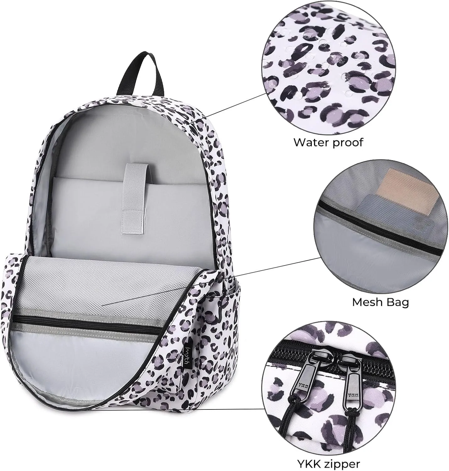 Imyth Backpack for Teen Girls School Gift Bookbag Lunch Box Pencil Bag 3 in 1 Set (Leopard print)