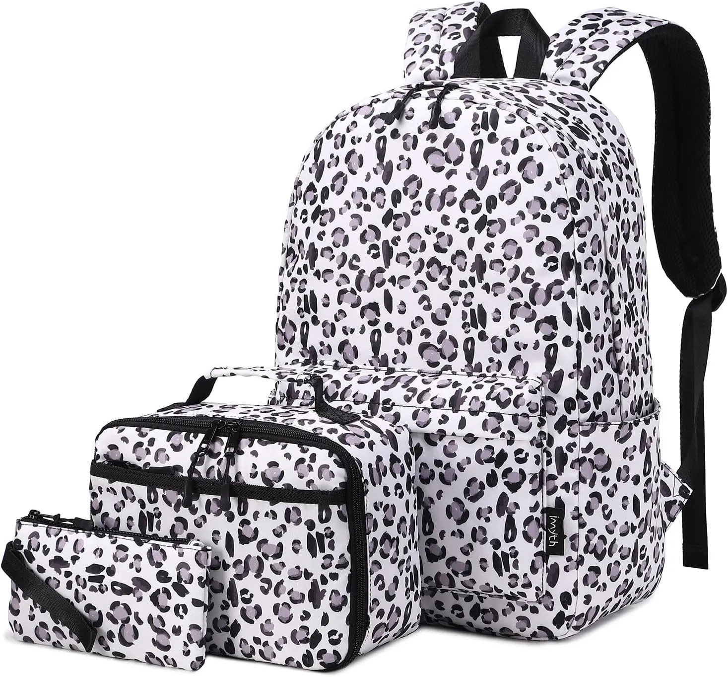 Imyth Backpack for Teen Girls School Gift Bookbag Lunch Box Pencil Bag 3 in 1 Set (Leopard print)