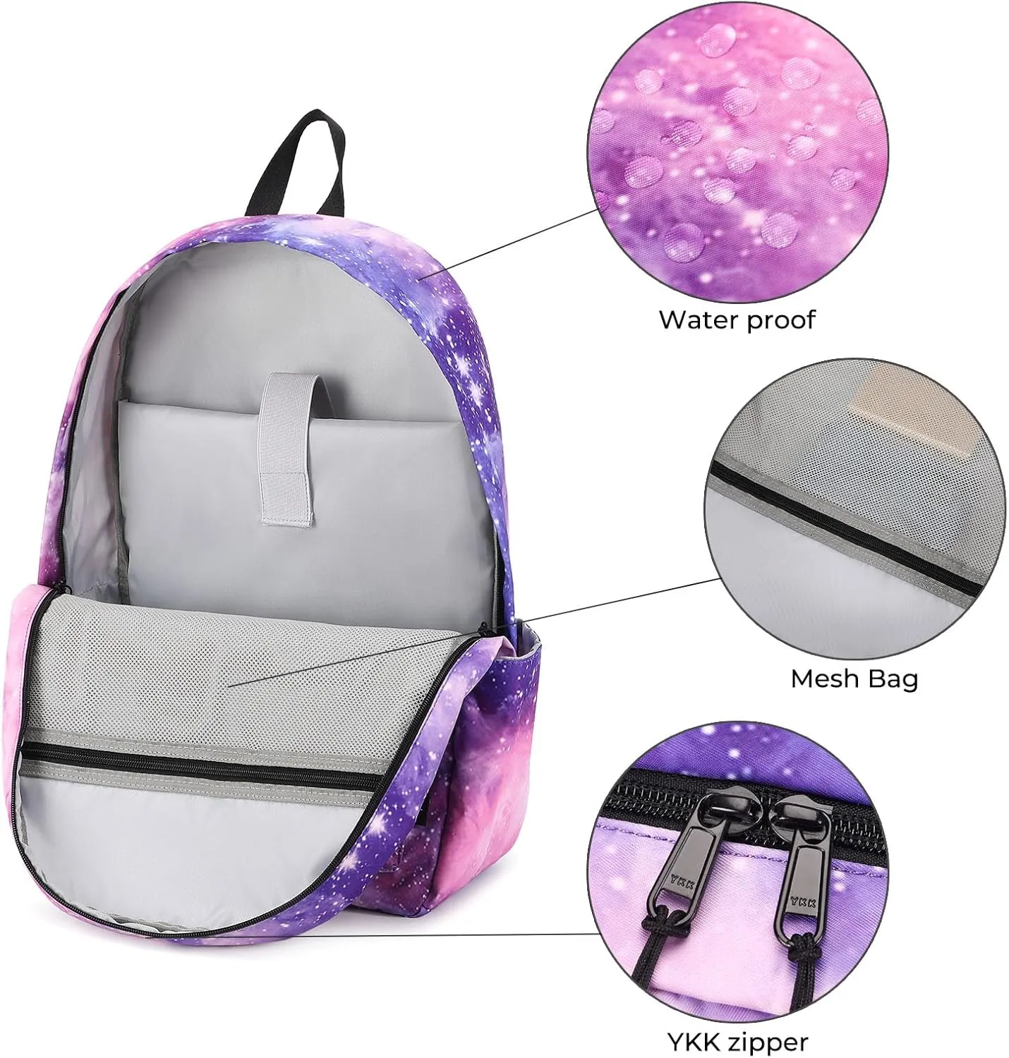 Imyth Backpack for Teen Girls School Gift Bookbag Lunch Box Pencil Bag 3 in 1 Set (Sky-Pink)