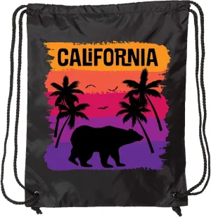 inktastic California Sunset Vacation Beach Drawstring Bag Black 39a16