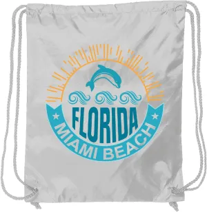 inktastic Miami Beach Florida Travel Trip Drawstring Bag White 3690b