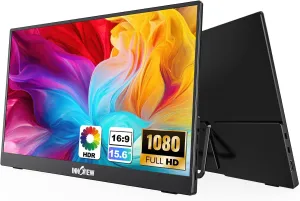 InnoView Portable Monitor for Laptop 15.6'' FHD 1080P USB-C Travel Monitors Built-in 90° Adjustable Stand Without Bag, HDR IPS Portable Laptop Monitor for MacBook PC Phone Xbox PS4/5 Switch