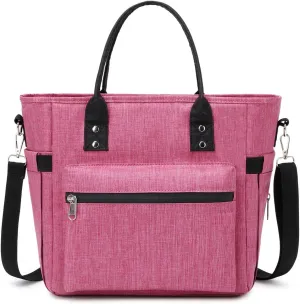 Insulated Adult Lunch Bags For Women Water Resistant Ice Cooler Tote Bag Thermal Food Storage Organizer Long Shoulder Strap Large Lunch Box For Men Picnic Working Outing (Pink)